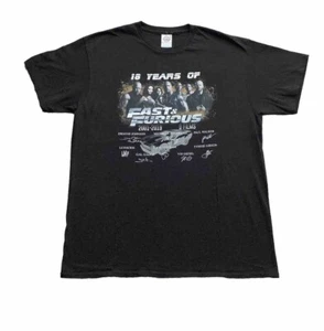 Fast And Furious Movie Saga 18 Years Anniversary T Shirt Size Large Mens Black - Picture 1 of 4