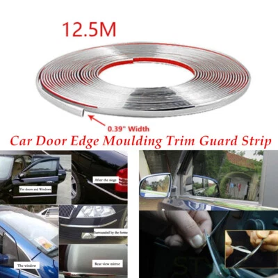 Single 12.5m Chrome 3M Adhesive Car Suv Auto Door Edge Moulding Trim Guard Strip - Image 1 of 4