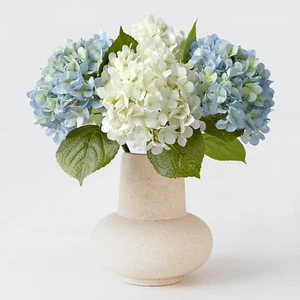 2PCS White & 2PCS 20" Light Blue Hydrangea Artificial Flowers Real Touch Faux Hy - Picture 1 of 12
