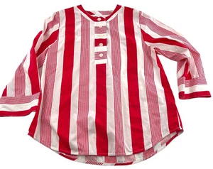 J. Crew Black Label Women's size XS Button Down Blouse Red White Stripes 3/4 - Picture 1 of 6