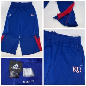 Kansas Jayhawks KU Adidas Climalite Sweatpants Sz L Blue Drawstring YGI S4-135 - Picture 1 of 14