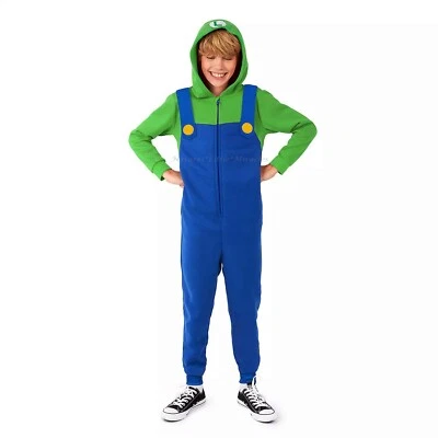 Luigi Super Mario One Piece Union Traje Disfraz Pijama Niños Talla 2-16 Sudadera con Capucha Nuevo con Etiquetas Foto 1 de 3