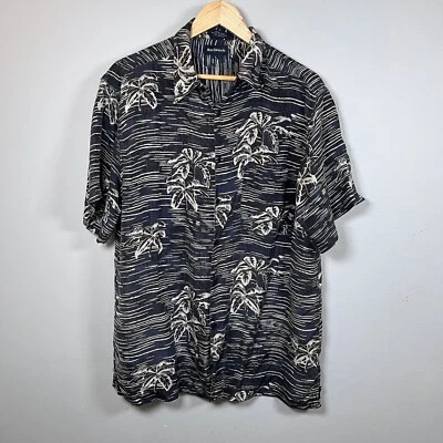 Marc Edwards Men's Blue Hawaiian Shirt Size L Short Sleeve Button-Up Silk - Image 1 of 4