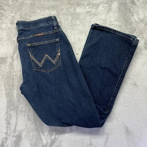Wrangler Q-Baby Jeans Women’s 9/10 X 30 Riding Dark Blue Bootcut Stretch WRQ20DD - Picture 1 of 12