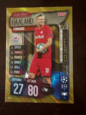2019/2020 Erling Haaland Topps match Attax Hat Trick Hero Rookie card. HH1 - Image 1 of 2