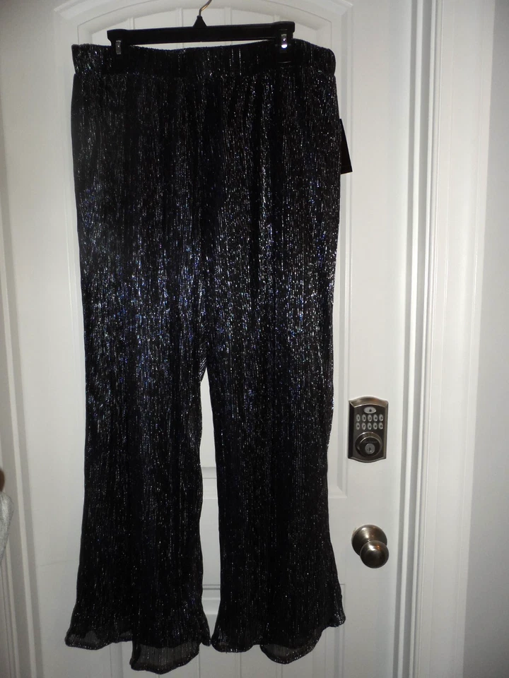 Great JM Studio size XL silver black wide leg pull on pants women NWT - Image 1 of 4