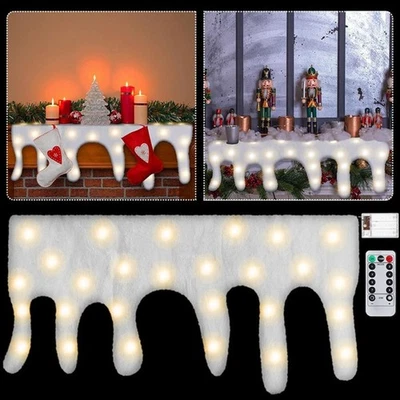 Warm White LED Fake Icicle Snow Blanket Artificial Snow Icicle Mantel Cover - Image 1 of 4