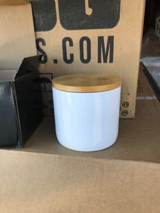 16oz Ceramic Sublimation Candle Jars / Storage Jar with Bamboo Lids - Case of 23 - Picture 1 of 4