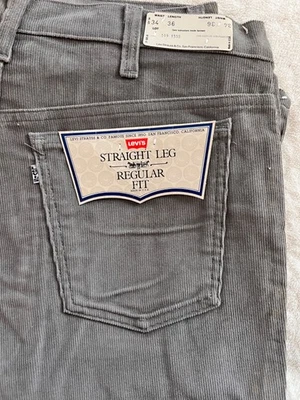 Pantalones de Pana Levi’s 519 Vintage Años 80 Pierna Recta Gris Hecho en EE. UU. 34x36 NUEVO Foto 1 de 4