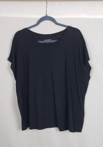 Eileen Fisher Tee Shirt 1X Black Hemp Organic Cotton Oversized Dolman Casual - Picture 1 of 8