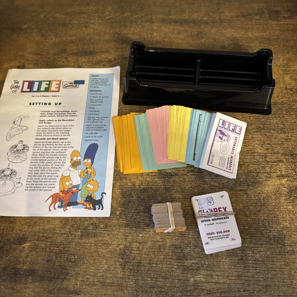 The Game of LIFE The Simpsons Edition Board Game Replacement Parts-tiles, cards+ - Image 1 of 1