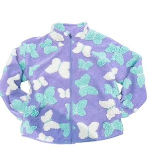 Lucky Brand Youth Shearling Full Zip Top/ Girls Size L 14/16/Purple Pastel Lilac - Picture 1 of 7