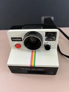 Vintage Original Polaroid SX-70 OneStep White Rainbow Stripe Land Camera - Bild 1 von 5