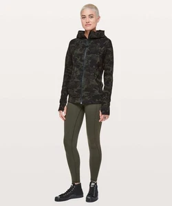 Lululemon Scuba Hoodie leichtes Baumwollfleece Inkognito Camo Alligator grün Größe 6 - Bild 1 von 14