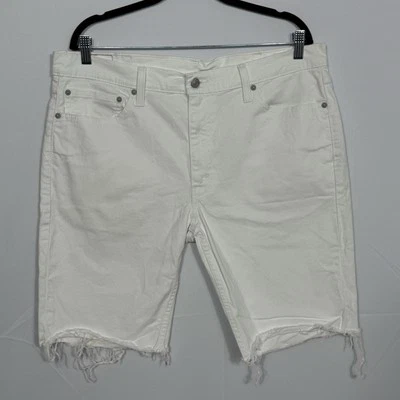 Levi's 511 Slim Fit Denim Shorts Mens 38 Off White Destructed Cut Off Jorts - Image 1 of 4