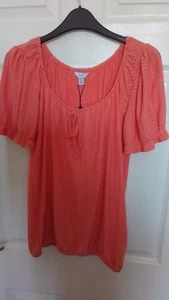 M&Co Ladies Orange Top Size 10 With Stretch. - Picture 1 of 3