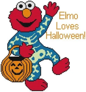 CROSS STITCH+ CRAFT PATTERN Sesame Elmo Muppet Halloween Costume Skeleton Pumpki - Picture 1 of 12