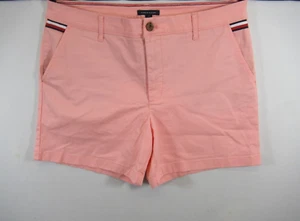 Tommy Hilfiger Flat Front Chino Shorts Women 12 Coral 5" Inseam Stretch - Picture 1 of 7