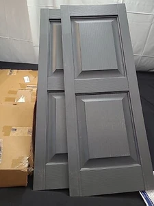 PREMIER PANEL Raised Panel Vinyl Shutter 15"W x 39"L (1 Pair)-007 DARK GRAY - Picture 1 of 10