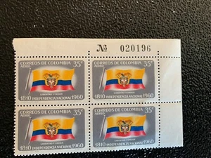 1960 Colombia Air Mail 35 cent plate block - Picture 1 of 1