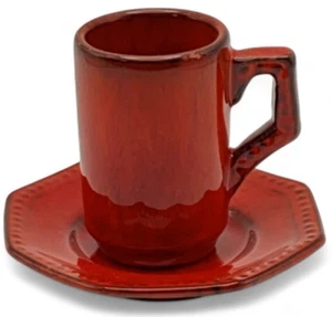 PV Italy Pleasant Village Espresso Cup & Saucer Red Cabbage 1960s VTG MCM Retro - Picture 1 of 13