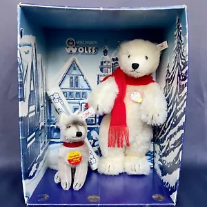 Vintage Steiff Polar Bear and Wolf Set Mohair Jointed Wolff Rare Ltd. Ed. W/COA - Picture 1 of 14