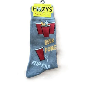 NUEVO CON ETIQUETAS Foozys Beer Pong Taza Abatible Fiesta Novedad Gris Calcetines para Hombres Talla Única - Imagen 1 de 4