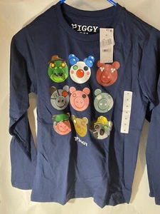 Piggy Long Sleeve T Shirt Navy Medium Roblox Video Game Boys Girls - Picture 1 of 4