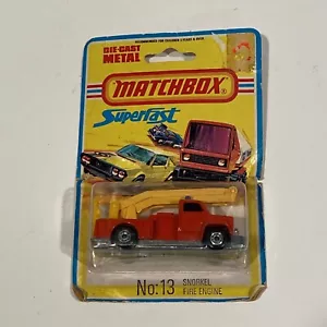 Matchbox Vintage Superfast 13 Snorkel Fire Engine 1977 In Package Damaged Card - Picture 1 of 10