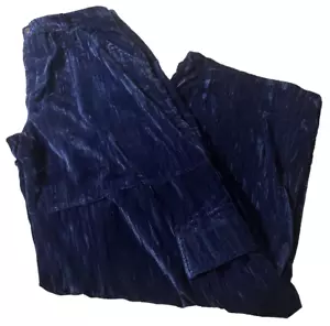 Women's Akira Wide Leg Crushed Velvet Cargo Pants in Blue Size Large NEW - Picture 1 of 6