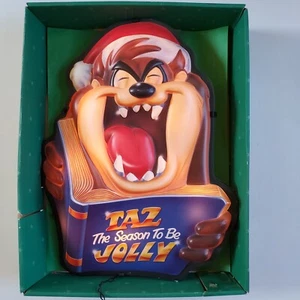 VTG Christmas Blow Mold Looney Tunes 3D Taz The Season To Be Jolly Wall Light - Picture 1 of 12