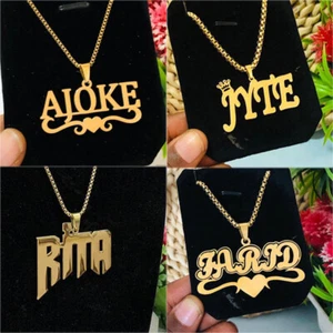 Hágalo usted mismo Collar Personalizado con Nombre de Oro 18K Personalizado Hombres Collar Colgante Joyería Regalo - Imagen 1 de 19
