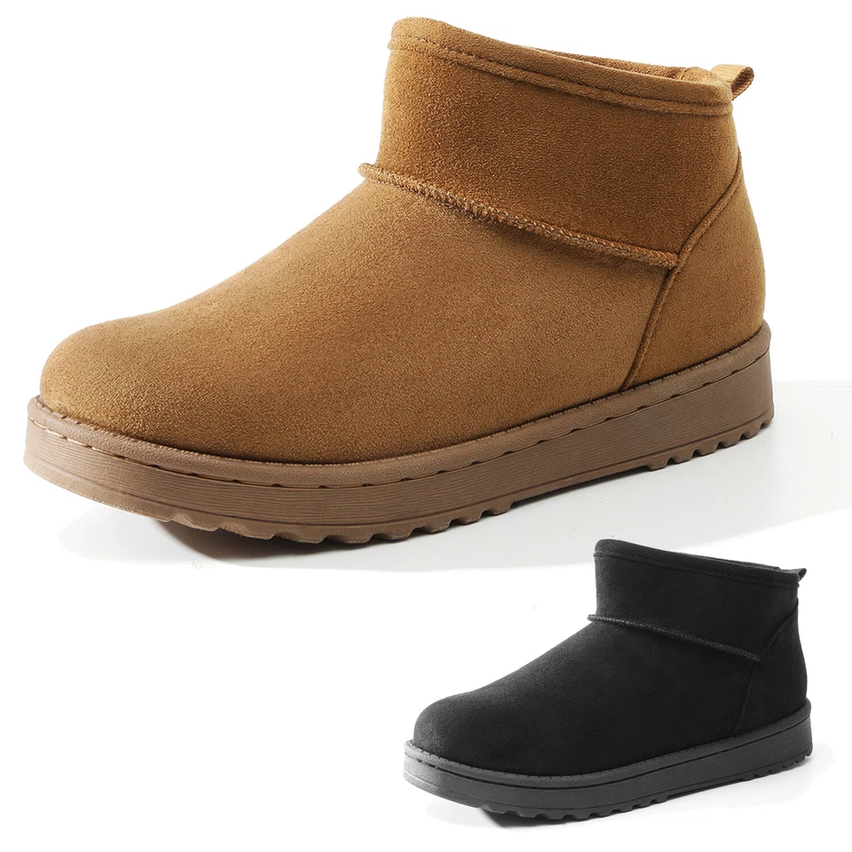 DREAM PAIRS Women Snow Boots Warn Faux Fur Lined Slip On Suede Ankle Boots - Image 1 of 4