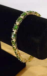 绿色镀铬 Diopside 18k 黄金纯银手链 17.88 克拉 - 第 1 张/共 6 张