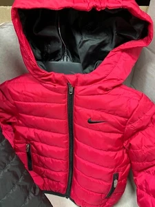 NEW Nike Toddler's BOYS /GIRLS Zip Front Rush Pink / Black Hooded Puffer Jacket  - Picture 1 of 9