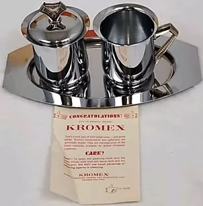 Kromex Holiday Giftware Cream And Sugar Container Set USA Vintage - Picture 1 of 11