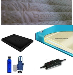 Super Single 80% Semi Waveless Waterbed Mattress with Bamboo Cover, Liner Heater - Picture 1 of 7