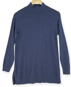 J Jill Mock Neck Pullover Sweater Tunic Women's Small Blue Flecked Speckled Silk - Picture 1 of 16