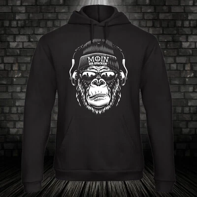 Moin Ihr Spacken Hoodie Affe Nordisch Küste Meer Hamburg Kapuzenpulli XS-4XL - Bild 1 von 2