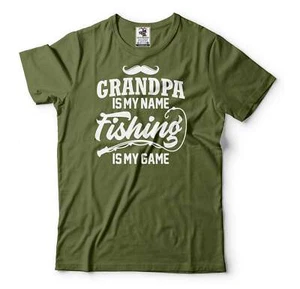 Grandpa Fishing Shirt Grandpa Is My Name Fishing Is My Game Shirt Grandpa Tee - Picture 1 of 8