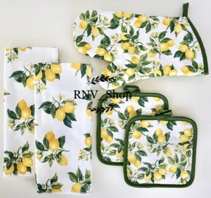 **NEW** 5 Pieces Lemons Kitchen Decor Linen Set - Picture 1 of 4