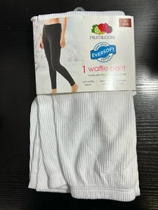 NWT Fruit Of The Loom Women's White Thermal Waffle Pant Sz M 8-10 - Picture 1 of 2