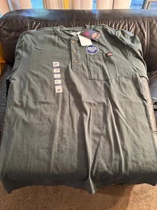Camicia da lavoro Dickies nuova con etichetta manica lunga verde con taschino cotone pesante bottone - Foto 1 di 6