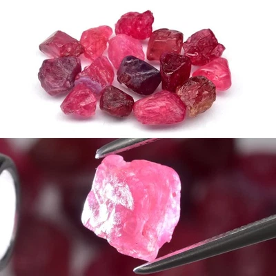 💎 Lote de 15 piezas de espinela rosa roja púrpura natural áspera de 20,41 quilates - gemas de Birmania Foto 1 de 4