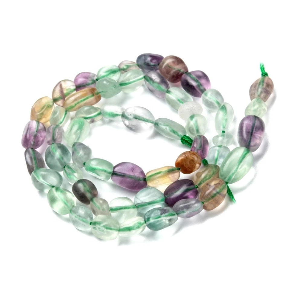 Fluorith Nuggets 4-9mm Perlen Strang Perlen auffädeln Schmuck basteln - Bild 1 von 3