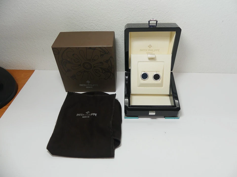 Gemelos Patek Philippe Diamond Onyx Oro Blanco 18K Calatrava 205.9108G-001 Foto 1 de 4