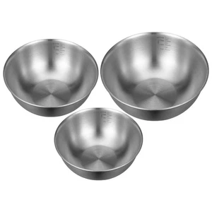 3 Pezzi Contenitore per Alimenti in Acciaio Inox Servizio Insalatiera Ciotole Miscelatore - Foto 1 di 12