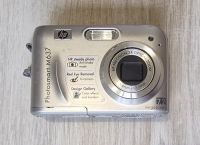 HP Photosmart M637 Digital Camera 7.2MP 3X Opt Zoom, Turns On, Parts Repair READ - Image 1 of 4
