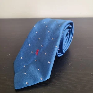 NWT Yves Saint Laurent Neck Tie Men's Blue YSL Logo Vintage - Picture 1 of 6