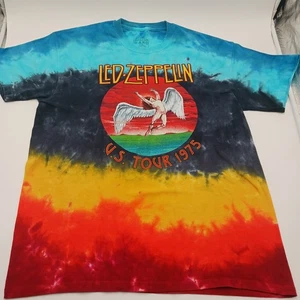 Led Zeppelin Shirt Size Large US Tour 1975 Tie Dye Short Sleeve Graphic T Shirt - Picture 1 of 12